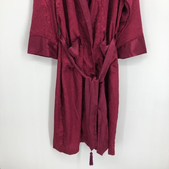Vintage Victoria's Secret Gold Label Burgundy Satin Paisley Bath Robe size SP - Picture 4 of 14